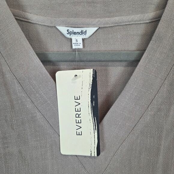 Evereve Vienna Dress S Linen Blend Fawn Taupe Minimal Neutral Basic Timeless NWT - Picture 6 of 16